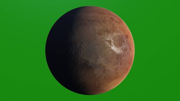 Realistischer Planet Mars. Perfekt für den eigenen Hintergrund mittels Green Screen. Hohe detaillierte Textur. 3D-Illustration - Foto, Bild