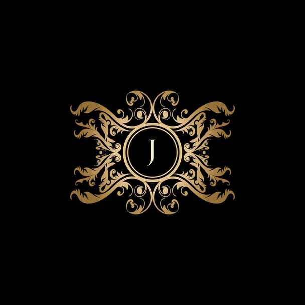 Розкішний бутік J Лист Золотий логотип
 - Вектор, зображення