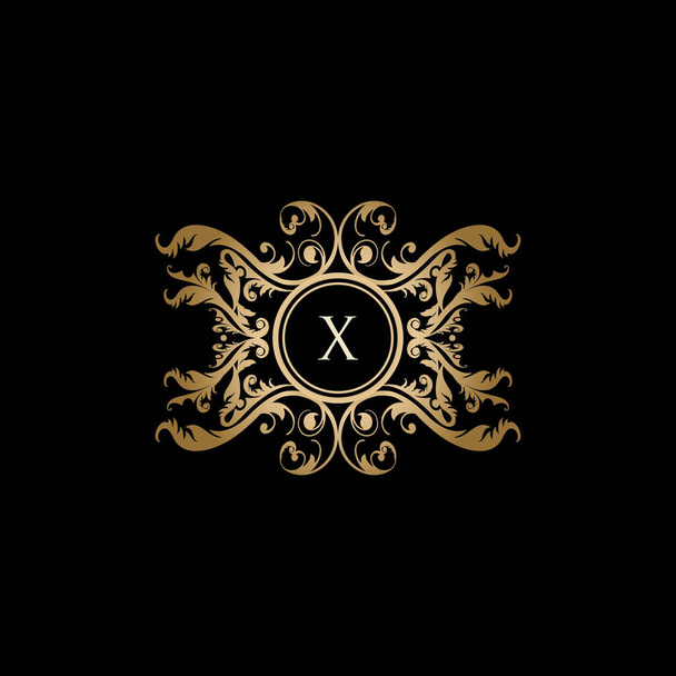 Luksusowy Boutique X List Złote Logo - Wektor, obraz