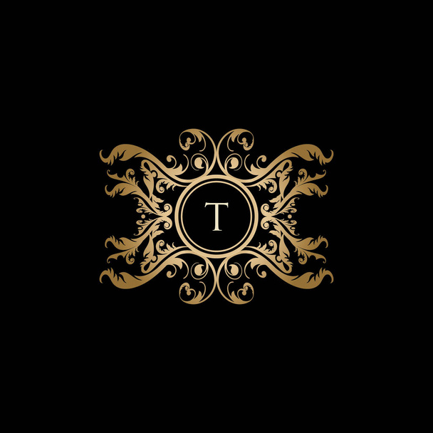 Luxusní butikové T písmeno zlaté logo - Vektor, obrázek