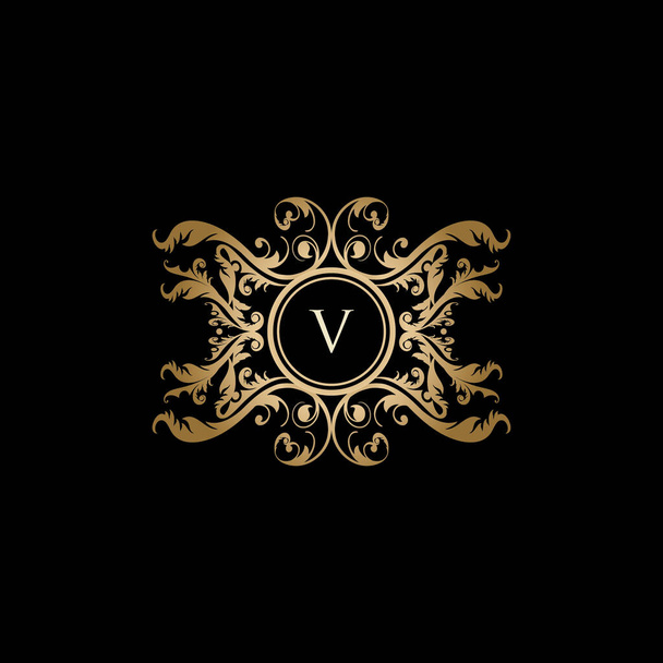 Luxus Boutique V Letter Gold Logo - Vektor, Bild