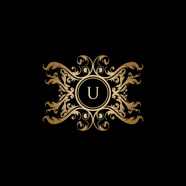 Luxus Boutique U Letter Gold Logo - Vektor, Bild