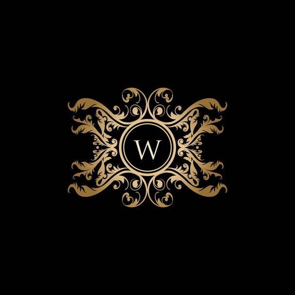 Luxus Boutique W Letter Gold Logo - Vektor, Bild