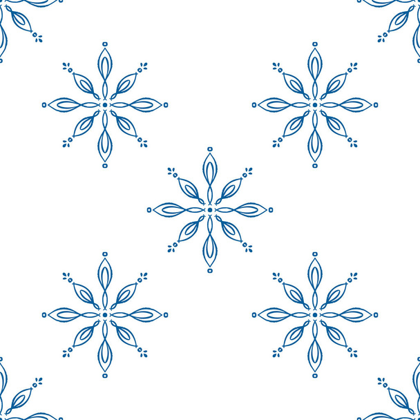 Modrý zimní bezešvý vzor, čmáranice pro balení papíru a textilu. - Vektor, obrázek