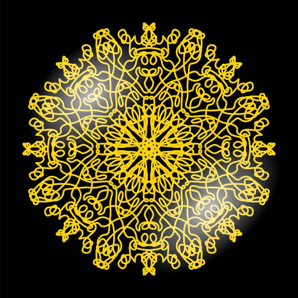 Gold Frame Isolated on White Background. Yellow Metallic Circle. Retro Luxury - Вектор,изображение