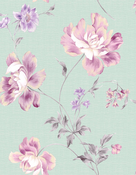 Classic Popular Flower Seamless pattern background - For easy making seamless pattern use it for filling any contours - Foto, Bild