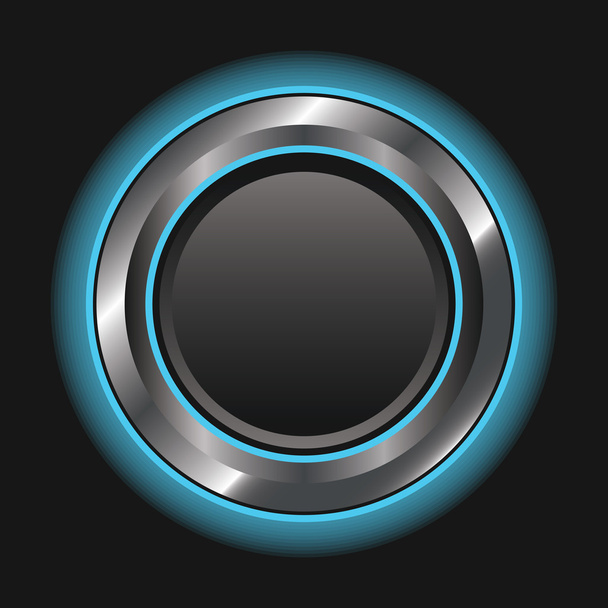 Single Blue Metallic Button - Vector, Image