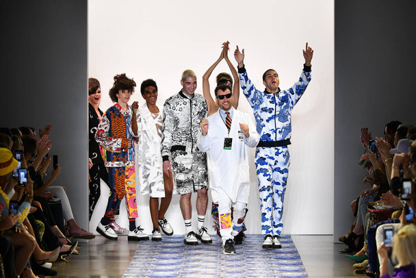 NEW YORK, NEW YORK - SEPTEMBER 11: Designer Johnson Hartig and models walks the runway for Libertine during New York Fashion Week: The Shows at Gallery II at Spring Studios on September 11, 2019 in New York City. - 写真・画像