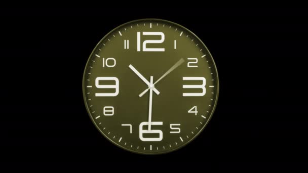 Modern golden clock face moving fast forward timelapse. Clock ticking accelerated time on transparent alpha channel background. High Speed counter timer. Time flies moving fast forward in this time lapse. Clock face running out in high speed. - Footage, Video
