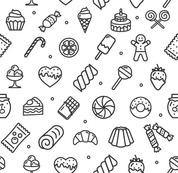 Bakery Signs Seamless Pattern Background on a White. Vector - Vector, Imagen