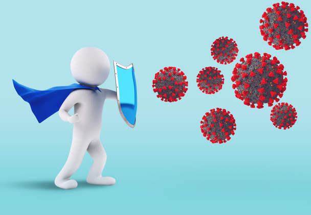 Concept of fight and defensive immunity against the virus. 3D Rendering - Photo, Image