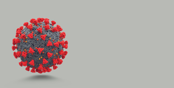 Büyük sars cov 2 virüsü ile gri arka plan covid 19 'a neden oluyor - Fotoğraf, Görsel