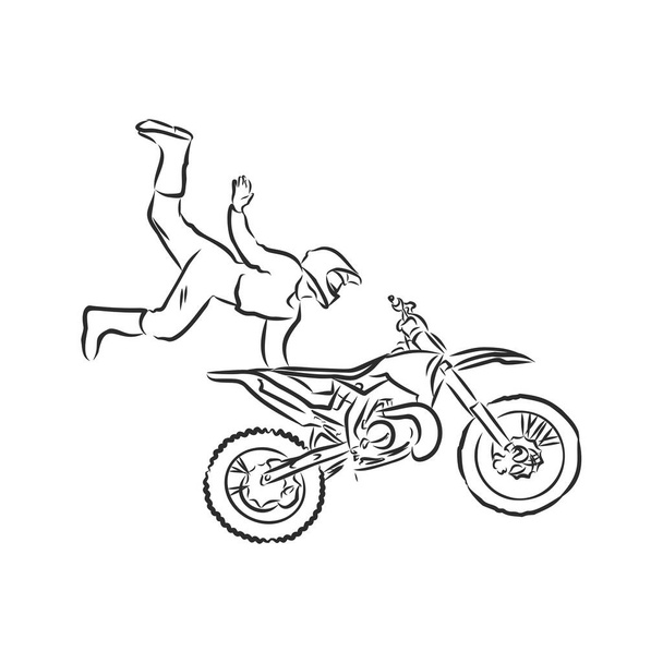 motocross motorkerékpár kézzel húzott vektor illusztráció - Vektor, kép