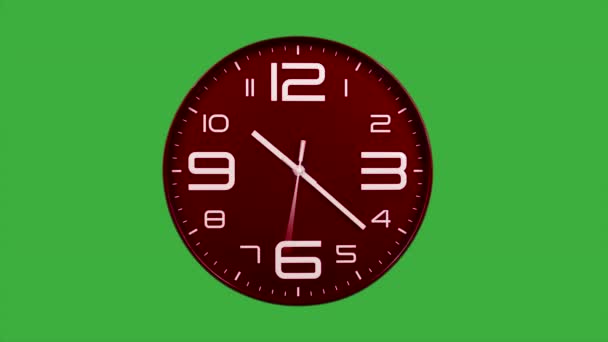 Modern red clock face moving fast forward time lapse.Clock ticking accelerated time on green screen background. High Speed counter timer. Time flies moving fast forward in this time lapse. Clock face running out in high speed. - Footage, Video