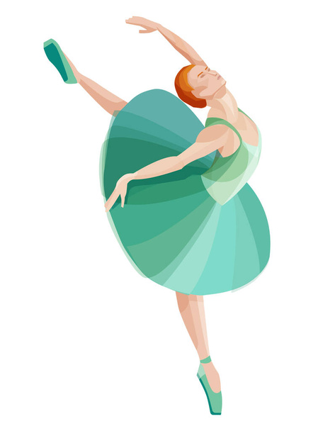 Hermosa bailarina en vestido verde
. - Vector, Imagen