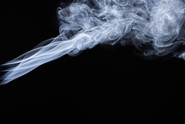 abstract white flowing smoke clouds on black background - Photo, Image