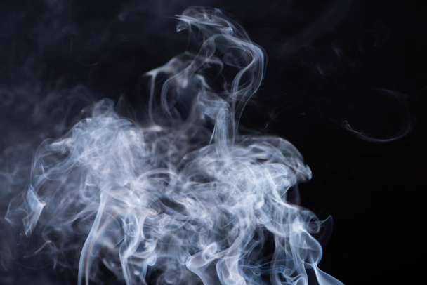 abstract white flowing smoke on black background - Photo, Image