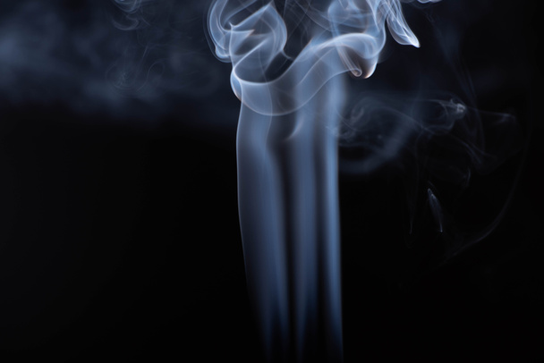 white flowing smoke on black background with copy space - Zdjęcie, obraz