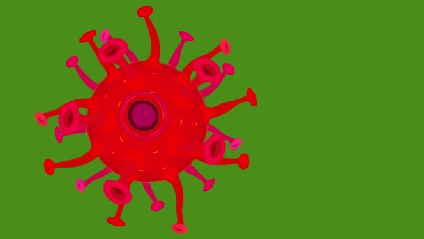 big Red Coronavirus disease turning on green screen with copy space - Footage, Video