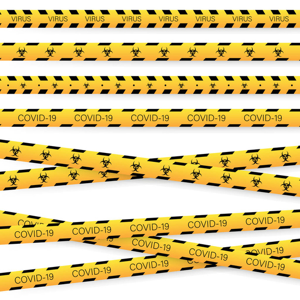 Yellow coronavirus lines. Sign caution coronavirus. Danger symbol. Coronavirus prevention. Vector stock illustration - Vector, Image