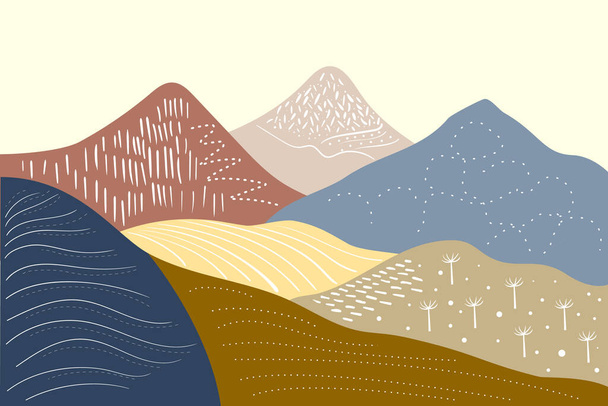 Abstract mountain landscape. Modern template with geometric patterns. Mountain layout in a minimalist style. Vector background with place for text. graphic style. - Vector, Image