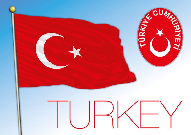 Turquie drapeau national officiel et armoiries, Europe et Asie, illustration vectorielle
 - Vecteur, image