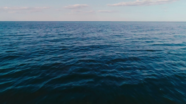 Blauwe zee met golven en skyline - Video