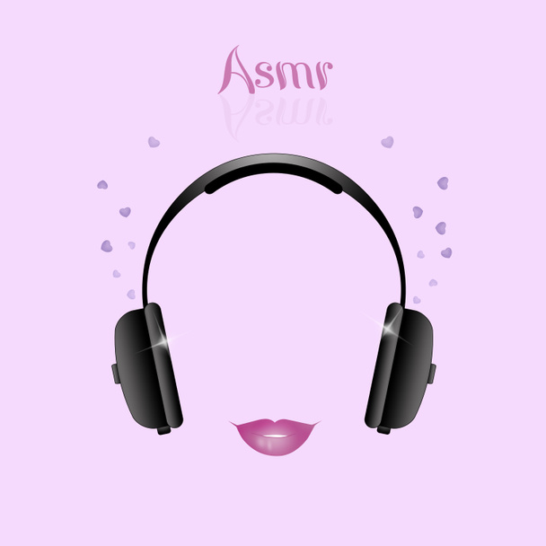 иллюстрация наушников на фиолетовом фоне для asmr
 - Фото, изображение