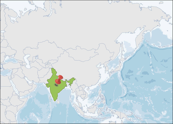 インド共和国(アジア地図) - ベクター画像