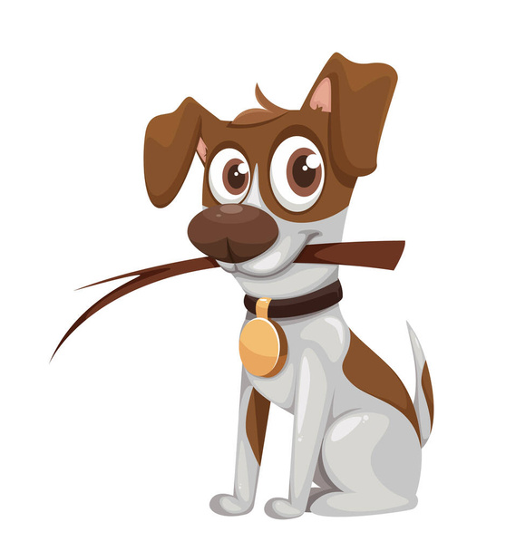Słodki kreskówkowy Jack Russell Terrier. Śmieszny pies. Ilustracja wektora na białym tle - Wektor, obraz