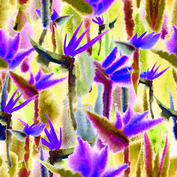 tropical jungle exotic floral print bright vivid seamless pattern endless repeat vibrant - Foto, Bild