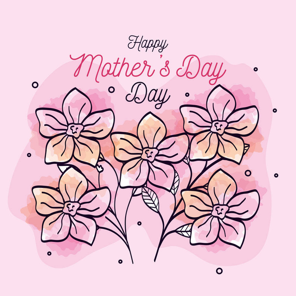 幸せな母の日カード花飾り - ベクター画像