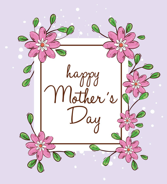 Glückliche Muttertagskarte mit niedlicher Blumendekoration - Vektor, Bild