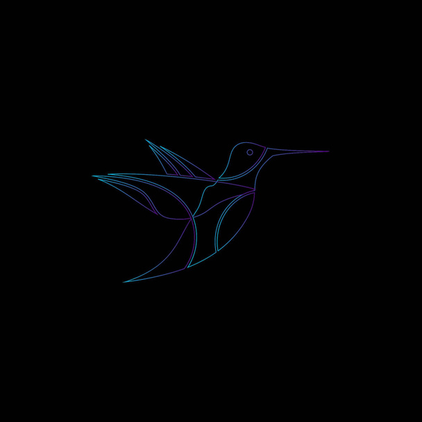 Linha bonita azul Humming Bird Logo Ícone
 - Vetor, Imagem