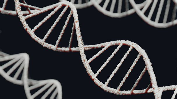 Молекулы ДНК на черном фоне 3D рендеринг
 - Фото, изображение