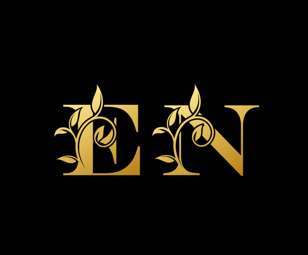 Gold EN Letter Logo Icon, edles Goldbuchstaben-Monogramm-Logo-Symbol für Boutique, Restaurant, Hochzeitsservice, Hotel oder Geschäftsidentität. - Vektor, Bild