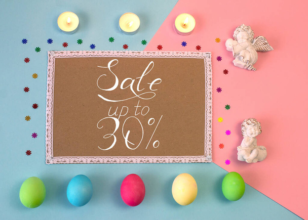 Holiday card, Easter banner with text - a discount of 30 per cent - Valokuva, kuva