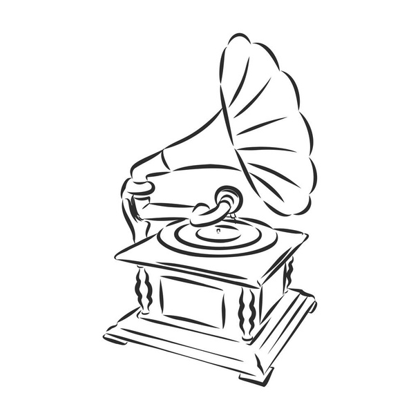 Vector gramophone on a white background. Gramophone sign, gramophone logo, gramophone icon. - Vector, Image
