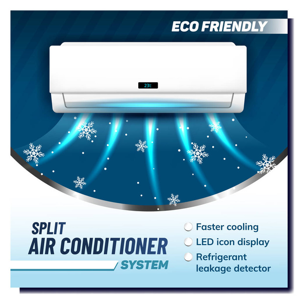 Split Air Conditioner System Promo Banner Vector - Vektor, Bild