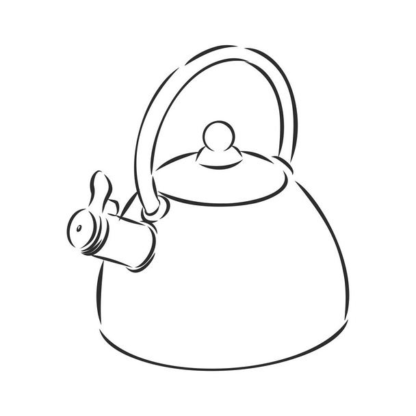 Ручний намальований ескіз векторний чайник. Ручні чайники. Чайники на ізольованому фоні. Вінтажний чайний фон. Дизайн меню
 - Вектор, зображення