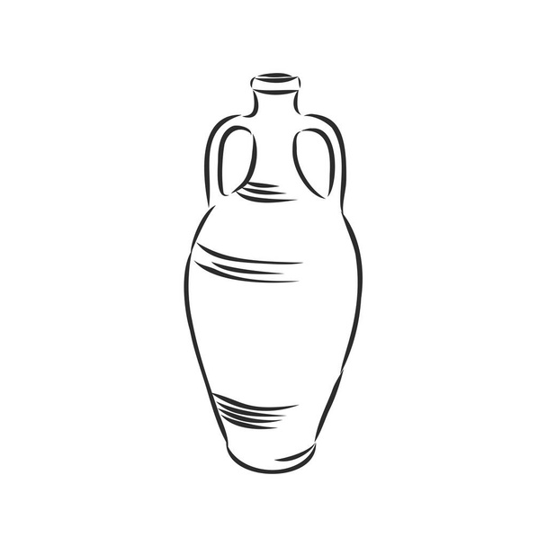 Hand drawn sketch style medieval jug. Ancient jug vector illustration. Isolated on white background. - Vektor, Bild
