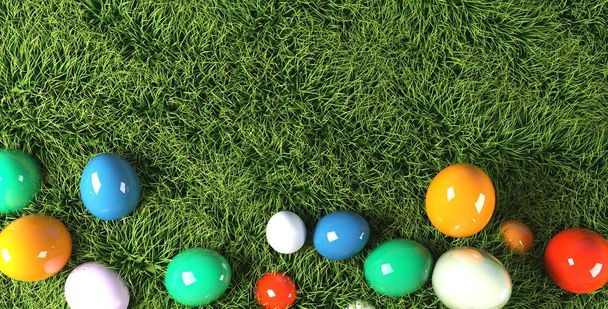 барвисті великодні яйця в траві 3d рендеринг
 - Фото, зображення