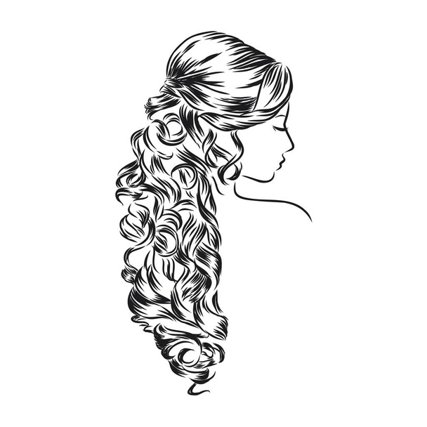 Ilustração da moda. Mulher com penteados elegantes
 - Vetor, Imagem