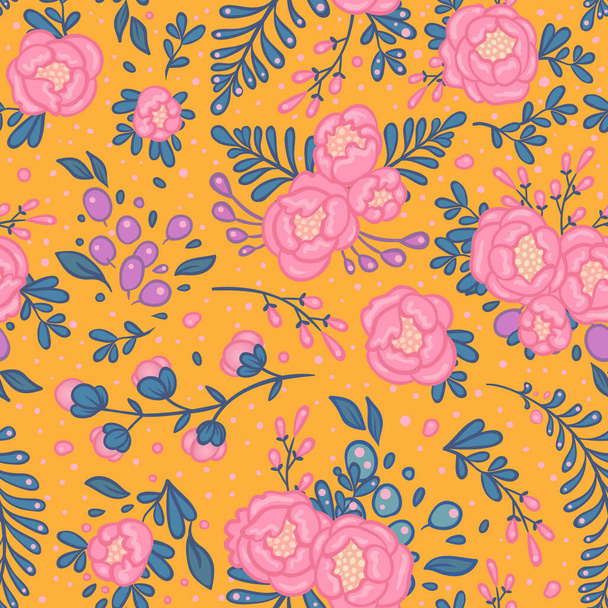 Seamless roses pattern. Vector illustration in freehand style. Stylish floral Valentines day - ベクター画像