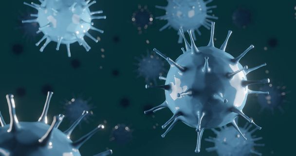 Illustrazione 3D infezione virale astratta che causa malattie croniche. coronavirus, virus influenzale H1N1, influenza, organismo cellulare infettare, aiuti. Virus sfondo astratto
. - Foto, immagini