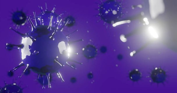 3D απεικόνιση αφηρημένη ιογενής λοίμωξη που προκαλεί χρόνια νόσο. Ιός coronavirus, ιός γρίπης H1N1, γρίπη, κυτταρικός οργανισμός, βοηθήματα. Αφηρημένο υπόβαθρο ιού. - Φωτογραφία, εικόνα