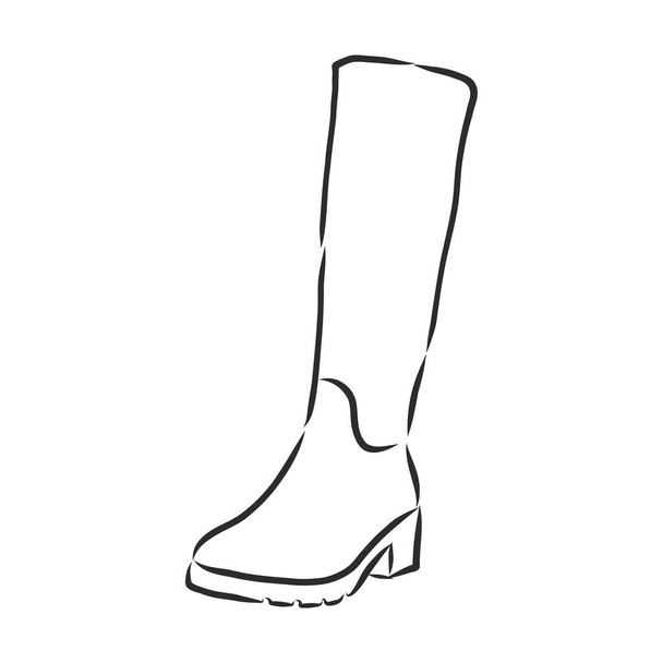 isolated, sketch with lines female fashion boot - Vektor, kép