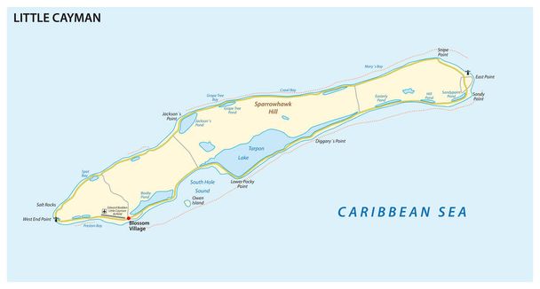 Karte von Little Cayman, einer Insel auf den Cayman Islands, Großbritannien - Vektor, Bild