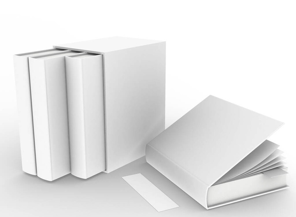 modelo livro vazio mockup definir fundo branco, renderização 3d - Foto, Imagem
