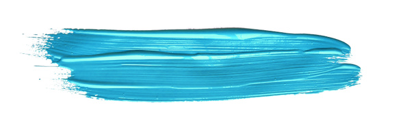 Τυρκουάζ μπλε πινέλο χαϊδεύοντας πάνω από απομονωμένο φόντο, υφή καραβόπανου ακουαρέλα - Φωτογραφία, εικόνα